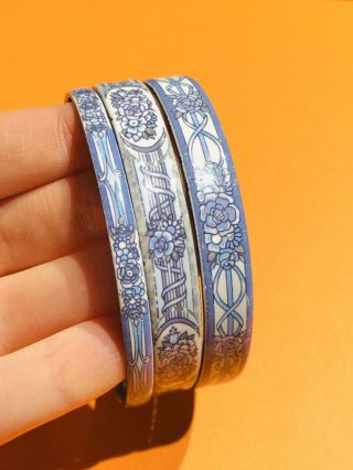 Michaela Frey Blue Enamel Set Of 3 Bangles Bracelet