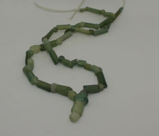 Ancient Roman Green Glass Bead Necklace Circa 2nd Century Ad 0126