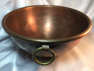 Copper Mixing Bowl France Candy Chocolate Heavy Round Bottom Brass Ring Vintage