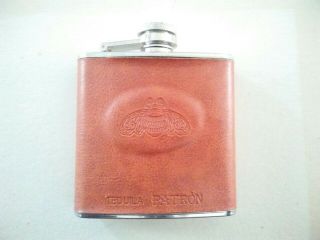 Stainless Steel & Leather Bound Tequila Patron 5oz Flask