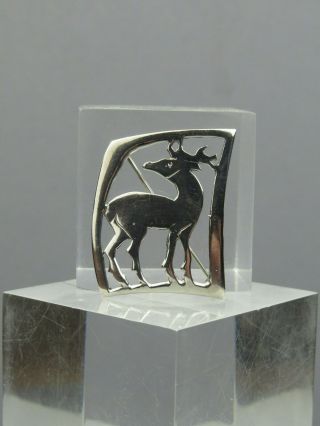 Early Vintage 1965 Ola Gorie Silver Dunfallandy Stag Brooch Pictish Symbol Stone