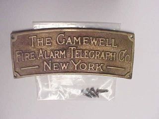 Gamewell Fire Alarm Co.  Name Tag For Wood Cased Gongs - -