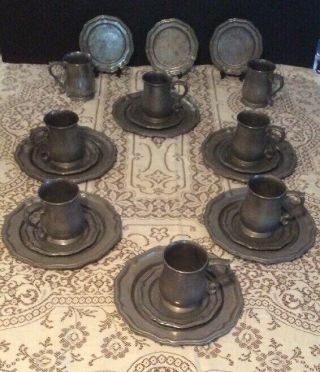 Vintage Crown Castle Ltd.  Pewter Place Setting For 6 Made In The Usa 23pcs
