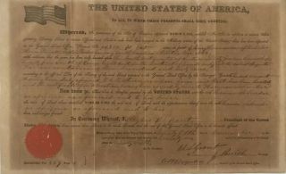United States Of America Land Grant Signed President Ulysses S.  Grant 1871
