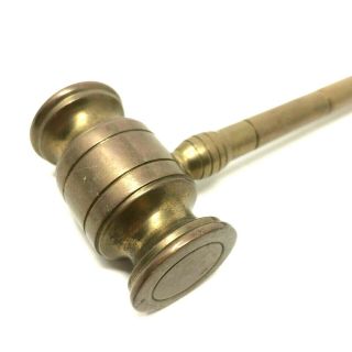 Vintage Brass Mallet Gavel Hammer Heavy Judge Court Room Auctioneer 6 " Ornate