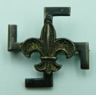 C.  1920 Sterling Silver Canadian Boy Scout Fylfot Pin / Badge Birks Nr
