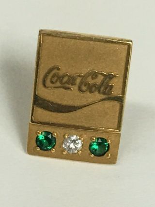 Coca - Cola Coke 10k Gold Diamonds Emerald Pin