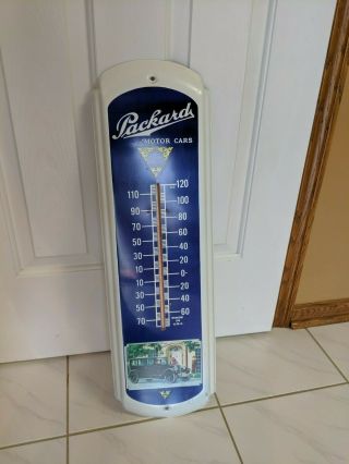 Vtg Packard Motor Cars Thermometer Sign 27 "