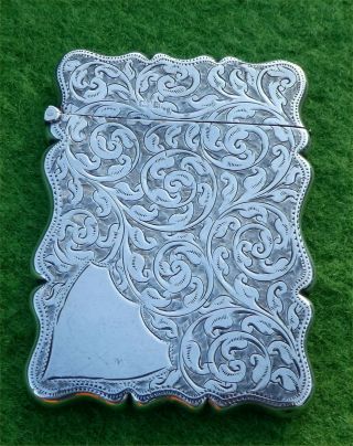 Good Sized Antique Art Nouveau Decorated Solid Silver Card Case C1906 - 2.  0 Ozt