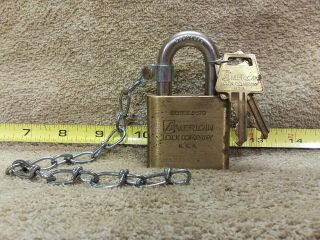 Vintage American Lock Company Padlock Series 5570 With Key Hardware Hardened Usa