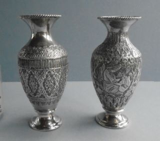 Two Small Antique Persian Silver Vases - 900 Silver