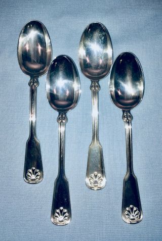 Shell And Thread By Tiffany And Co.  Sterling Silver 4 Oval Soup Spoons