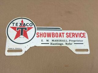 Old Texaco Showboat Service Hastings Nebraska Station Advertising License Topper