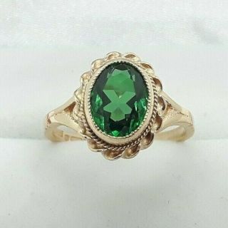 Vintage 9ct Gold 1.  50cts Natural Russian Green Diopside Ring