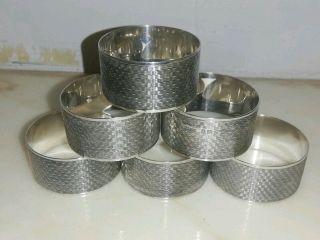 Set Of Art Deco Solid Silver Engine Turned Napkin Rings By S.  J.  Levi - 1932