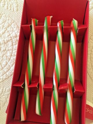 Crate & Barrel Red And Lime Green Glass Peppermint Swizzle Sticks