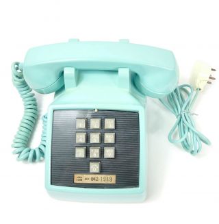 Vintage 1965 Western Electric Blue Green 1500 Telephone 10 Button Touch Tone