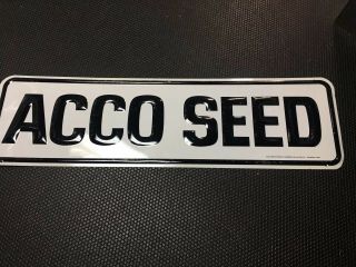 Large Vintage Acco Seed Feed Farm Dealer Sign Tin Metal Gas Oil 35 1/2 "