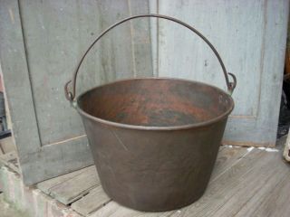 Antique Copper Cauldron Kettle Apple Butter Pot Hearth Primitive 16 " X 10 "