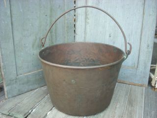 Antique Copper Cauldron Kettle Apple Butter Pot Hearth Primitive 16 