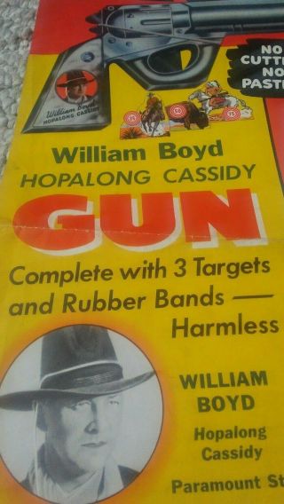 1939 Hopalong Cassidy Cap Gun Sign Linda Ware Doll Toy Poster Cowboy Cereal