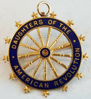 Antique Pin Pendant Daughters Of The American Revolution Dar Gold & Enamel