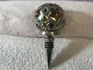 Wine Bottle Stopper Metal With Cutout Glass Stars And Shapes On Ball Top