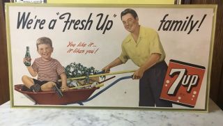 7 Up Cardboard Sign From 1949.  Great Graphics And Color