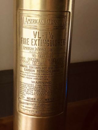 Vintage American Lafrance Vl - 1 1/2 Brass/copper Fire Extinguisher