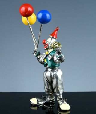 GREAT ITALIAN ITALY SORINI STERLING SILVER & ENAMEL CLOWN WITH BALLOONS FIGURE 2