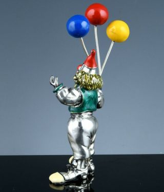 GREAT ITALIAN ITALY SORINI STERLING SILVER & ENAMEL CLOWN WITH BALLOONS FIGURE 3
