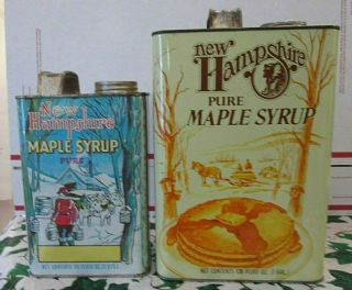 Vintage N.  H.  Gal. ,  Half Gal.  Maple Syrup Tin Cans From The 60s