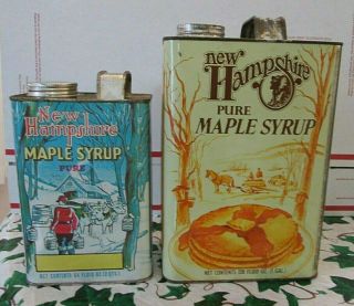 Vintage N.  H.  Gal. ,  Half Gal.  MAPLE SYRUP TIN CANS from the 60s 3