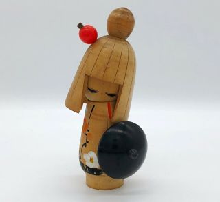 6.  1 Inch (15.  5 Cm) Japanese Vintage Wooden Sosaku Kokeshi Doll Signed