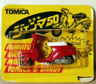 Dte Carded Japan Tomy Tomica Pocket Cars No 49 Red Suzuki Gemma 50 Scooter Niop