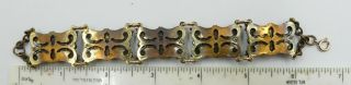 Vintage Czech Germany Art Nouveau Brass Enamel Cabochon Bracelet 3