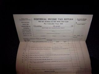 Nos 1921 United States 1040a Income Tax Return Us Collectible Unique Art