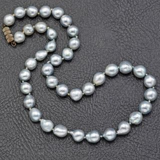 Vintage Blue Baroque Sea Pearl Beaded Strand Necklace 32.  5 Grams 16.  5 Inches