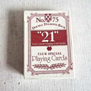 Vintage Playing Cards Arrco Double Diamond Back " 21 " No.  75 Usa Red
