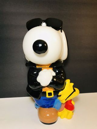 Peanuts Snoopy As Joe Cool With Woodstock Ceramic Cookie Jar Westland 24455