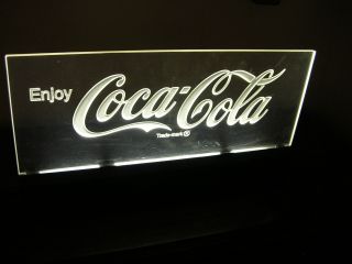 Vintage " Enjoy Coca - Cola " Coke Edgelight Sign / Light.  Fluorescent/lucite