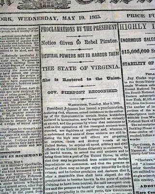 ABRAHAM LINCOLN Assassination Murder Trial of the Conspirators 1865 Newspaper 3