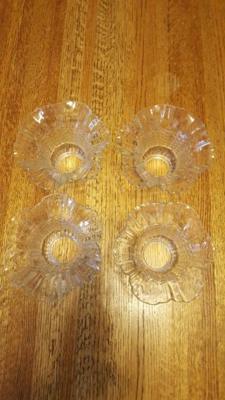 Set Of 4,  Clear Glass Ruffled Tulip Ceiling Fan Light Shades