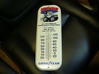Vintage Goodyear Tires Pitstop Service Gas Station 16 " Metal Thermometer Nos
