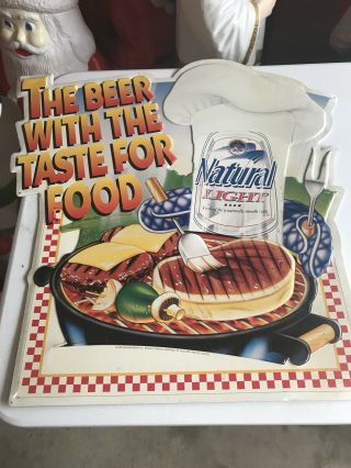 Vintage Natural Light The Beer With The Taste For Food Tin Metal Sign Grill 1995