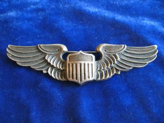 Ww 2 Sterling Pilot Wings,  3 Inch Size,  Pin Back,  Hallmarked Amico