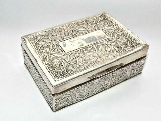 Antique Colonial Indian Rajasthan Solid Silver Cigarette Cigar Box Trinket 1900