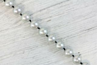 Vintage 10 K Gold 6.  5mm Grey Cultured Pearl Necklace Hand Knotted Bead 19.  25 "