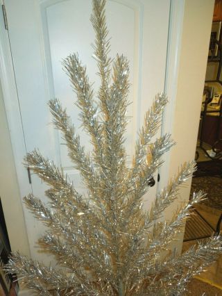 Vintage Retro Silver Glow Aluminium Christmas Tree 6 1/2 Foot W/ Box