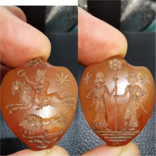 Unique Antique Agate Stone Lovely Amulet With Double Side Seal Intaglio 34